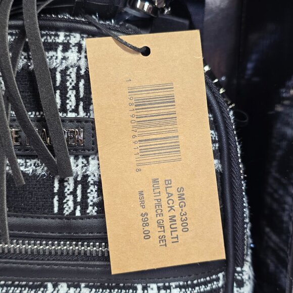 NWT Steve Madden Backpack Black/White Tweed Plaid Mini - Picture 4 of 8